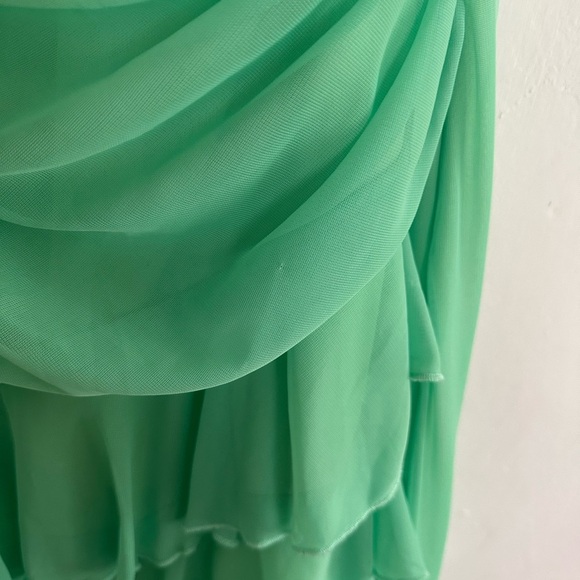 90s y2k green fairy mermaid dress 2X beaded ruffle mesh asymmetric prom formal - Picture 11 of 11